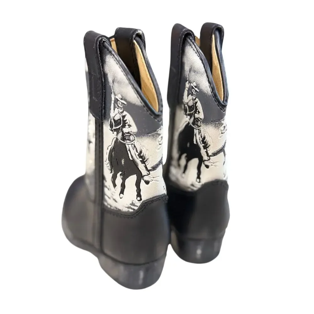 Vintage 90s Durango Kids 6C Cowboy Boots Shades of the Old West Black Leather